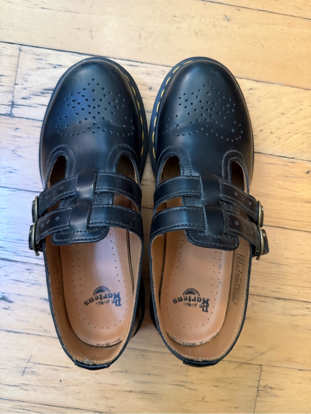 Dr. Martens Black Leather Double-Strap Mary Jane Shoes